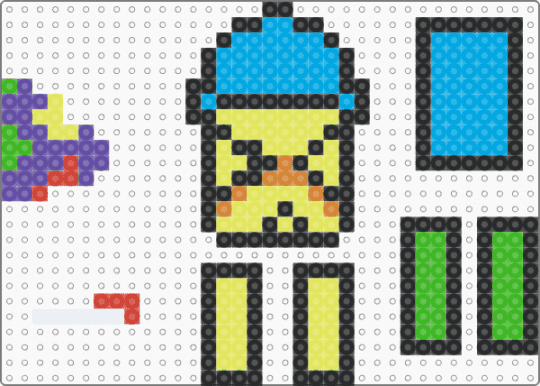 Partynoob regretevator keychain ^_^ - black,yellow,light blue,green,roblox,regretevator,keychain,perler