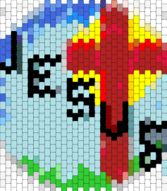 Cross - light blue,red,yellow