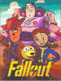Fallout/ToyStory - fallout,toy story,video game,movie,nuclear,tv show,colorful,yellow,orange,pink,t