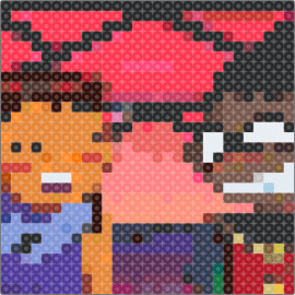 Robin and Starfire - red,brown,purple,colorful