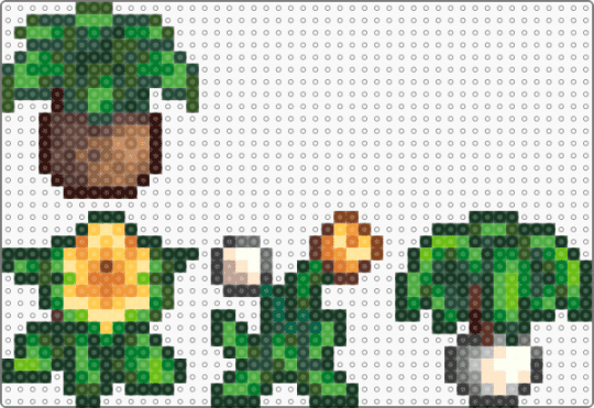 Stardew Valley spring forage - black, brown, forage, gold, green, sdv, spring, stardew valley, white, yellow