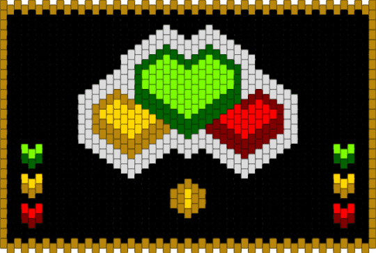Bag front panel wip - black,green,gold