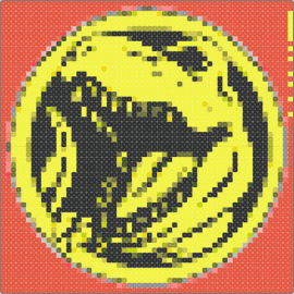 Tyrannosaurus - tyrannosaurus,power rangers,t-rex,dinosaur,childhood,martial arts,coin,prehistoric,nostalgia,emblem,black,yellow,red