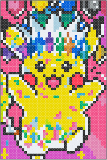 Pikachu ex Mega Dream Pixel Art - pink,yellow,light blue,pokemon,pikachu