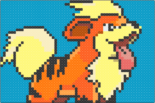Blaine's Growlithe - blaine, fire pokemon, growlithe, light blue, orange, pokemon, yellow