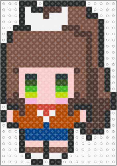 Monika medium fuse bead pattern - brown,tan,beige,red,fuse beads,original character,ddlc,doki doki literature club,ddlc monika,monika