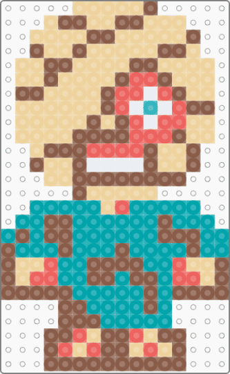 Curly - tan,beige,teal,curly,mouthwashing,perler,chibi,red,blue,yellow,white