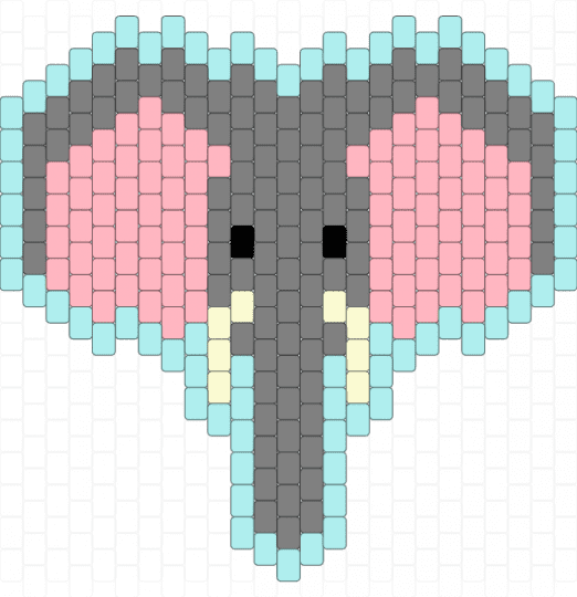 Elephant Face - gray,pink,elephant,charm,cute,animal,grey