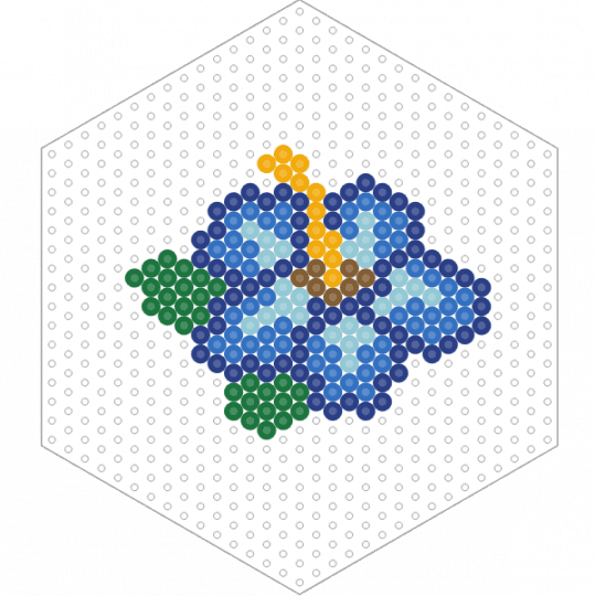 Hibiscus Flower Pixel Art 2 - blue, flower, green, hibiscus, plant, remix, yellow