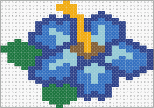 Hibiscus Flower Pixel Art - blue,flower,hibiscus,remix,green,yellow,plant