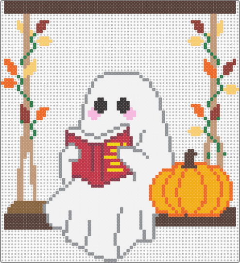 Ghost Reading - white,orange,brown,red,colorful,ghost,reading,book,pumpkin,spooky,halloween,fall