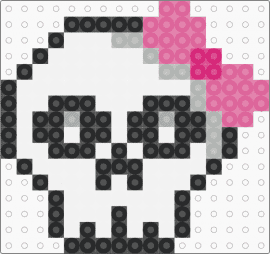 skeleton with pink bow!!! - white,pink