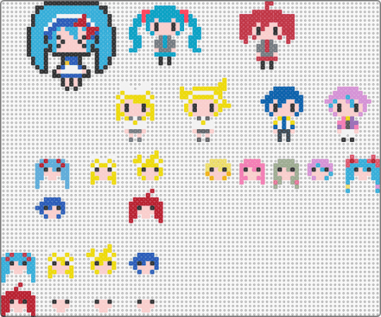 Miku - red,light blue,beige,yellow