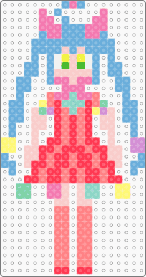 Wonderland miku perler - light blue,beige,red,miku,wonderland miku,colorful stage,project sekai,hatsune miku,wonderland,colourful stage,vocaloid