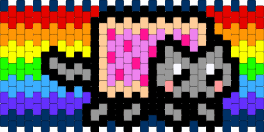 Rainbow Nyan Cat Cuff - orange,gray,blue,colorful,nyan,nyan cat,cat,cute,rainbow,colourful,multistitch
