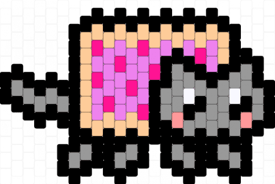 Nyan Cat Charm - black,pink,gray,nyan,nyan cat,cat,cute,rainbow,colourful,multistitch