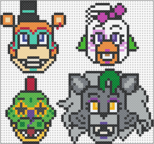 Security Breach Set / Part 1 / Head charms - black,beige,gray,colorful,fnaf,security breach,roxy,chica,monty,freddy