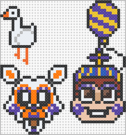 FNAF 2 / Part 3 / Oddballs - black,purple,orange,yellow,colorful,fnaf,lolbit,freddy