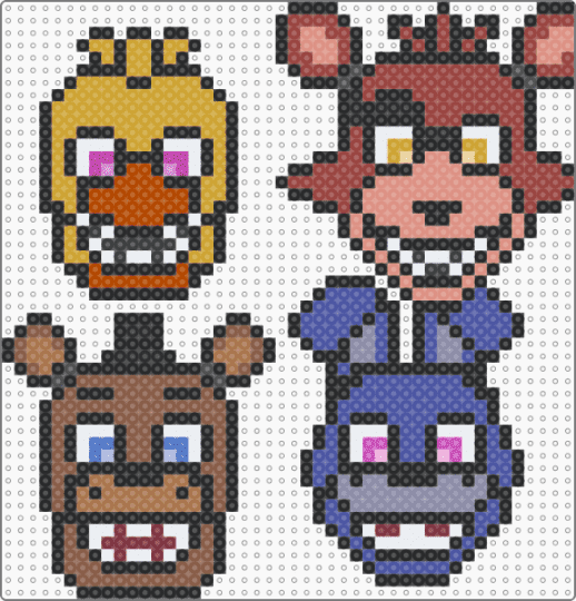 Unwithered Gang / FNAF - black,red,tan,purple,beige,colorful,fnaf,freddy,bonnie,chica,foxy
