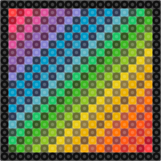 Rainbow Checkerboard Mini (Dark W/Border) - black, checkerboard, colorful, gold, light blue, pink, rainbow, scene