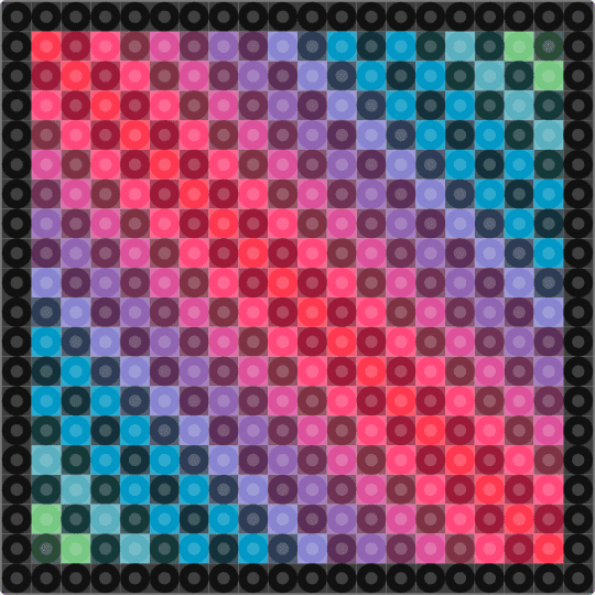 Rainbow Checkerboard Mini (Inverse Dark W/Border) - red,pink,rainbow,colorful,checkerboard,scene,black