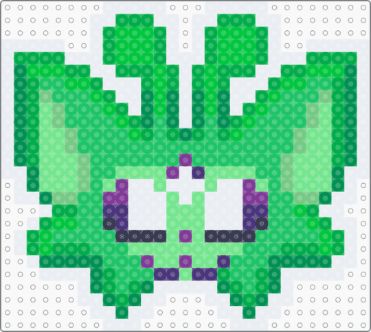 GLEEP! [Shiny Espeon] (but smaller) - green,espeon,alien,cat,pokemon,fuse bead