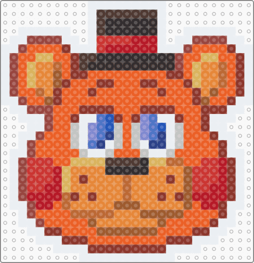 Toy Freddy Head Fuse Charm - red,orange,toy freddy,freddy,fnaf,fnaf 2,five nights at freddys,five nights at freddys 2,fuse bead,character