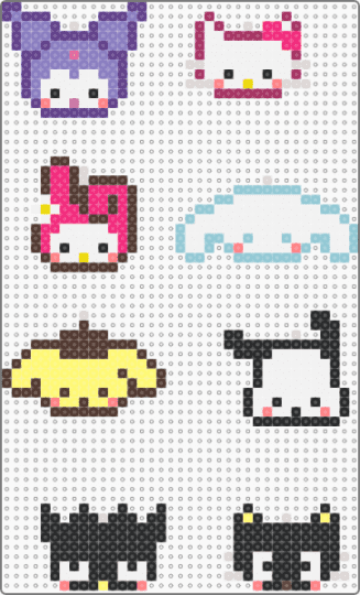 sanrio minis - pink,yellow,brown