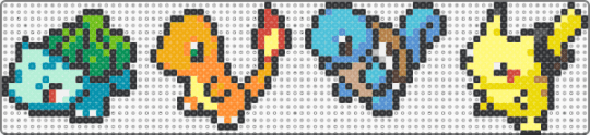 Pokemon starters gen 1 - black,light blue,green,yellow,colorful