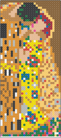 The kiss reimagined - yellow,tan,beige,orange,paintings