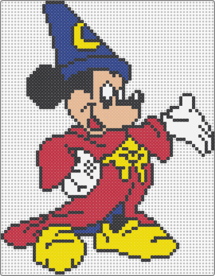 Sorcerer Mickey - fantasia,mickey mouse,sorcerer,disney,fantasy,movie,cartoon,yellow,red