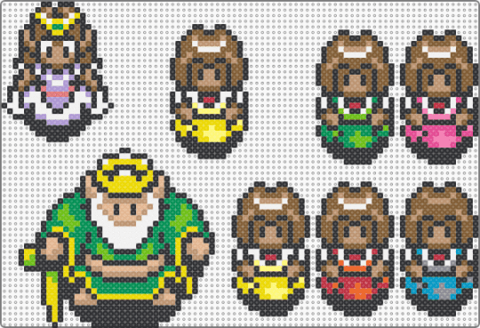 King and Maidens - king,legend of zelda,black,beige,green,colorful