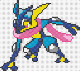 Greninja - greninja,pokemon,character,gaming,scarf,blue,pink,yellow,teal