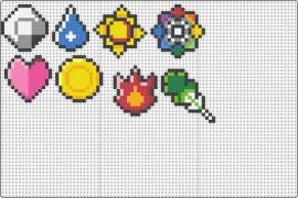 Kanto Badges - kanto,pokemon,gym,gaming,badges,icons,colorful,yellow,pink,green