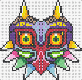 Majora's Mask - majoras mask,legend of zelda,eyes,colorful,horns,video game,red,purple,yellow