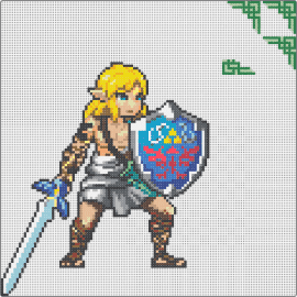 Link TOTK - link,legend of zelda,shield,sword,character,hero,video game,blonde,adventure,blu