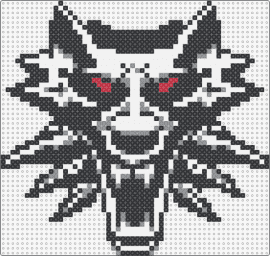 Witcher medallion - witcher,medallion,eyes,spooky,wolf,video game,tv show,black,gray,white