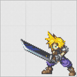 Cloud Strife - spiky-haired,swordsman,final fantasy,video game,sword,character,adventure,gaming,hero,action,blonde,purple,yellow
