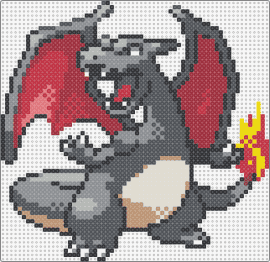 Shiny Charizard - charizard,pokemon,dragon,evolution,character,gaming,fiery,black,gray,red