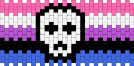genderfluid skull cuff - blue,pink