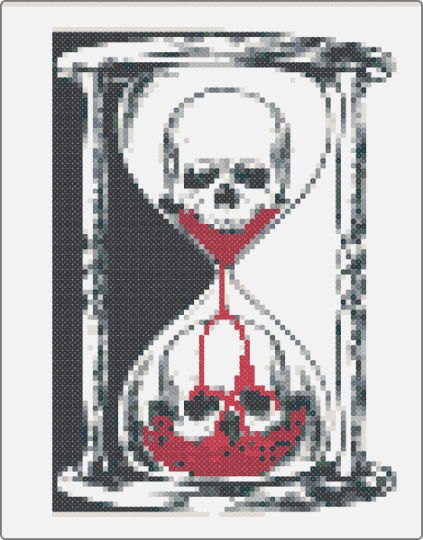 Skull hourglass - white,beige,gray