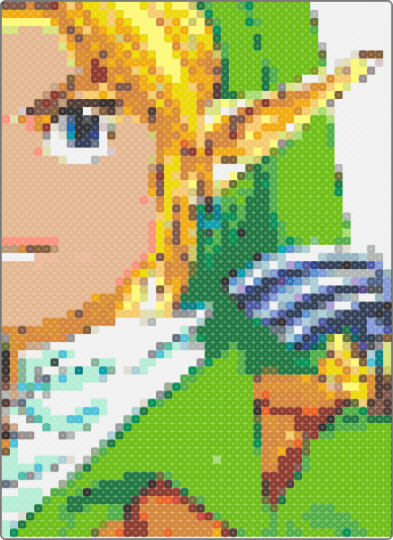 OoT Adult Link Close up - orange,green,beige,light blue,colorful