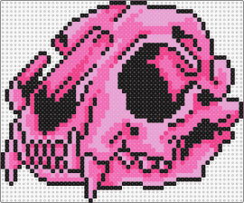 Pink Cat Skull - gpt this fuse bead pattern offers a striking depiction of a pink cat skull,blend