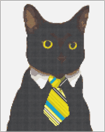 Business Cat - black,white,brown,yellow,colorful