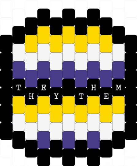 Non-binary they them pronoun badge - yellow,purple