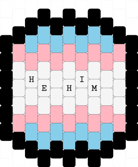 He/him trans pronoun badge - pink,light blue