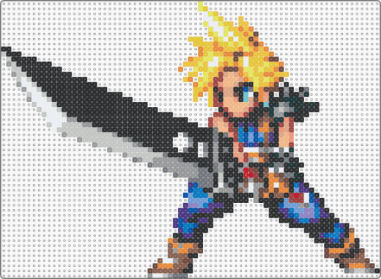 Cloud n02 (Artkal) - cloud,final fantasy,ff,sword,character,gaming,video game,black,yellow,gray,beige,colorful
