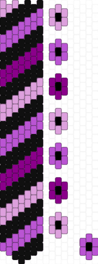purple tie w/ flowers to put on necklace or tie - pink,black