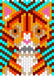 Cat wip - cat,animal,panel,stripes,abstract,orange,teal