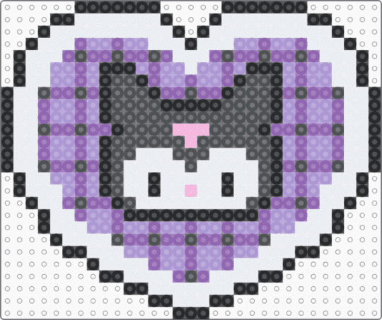 kuromi heart - character, cute, gray, heart, kuromi, pink, sanrio